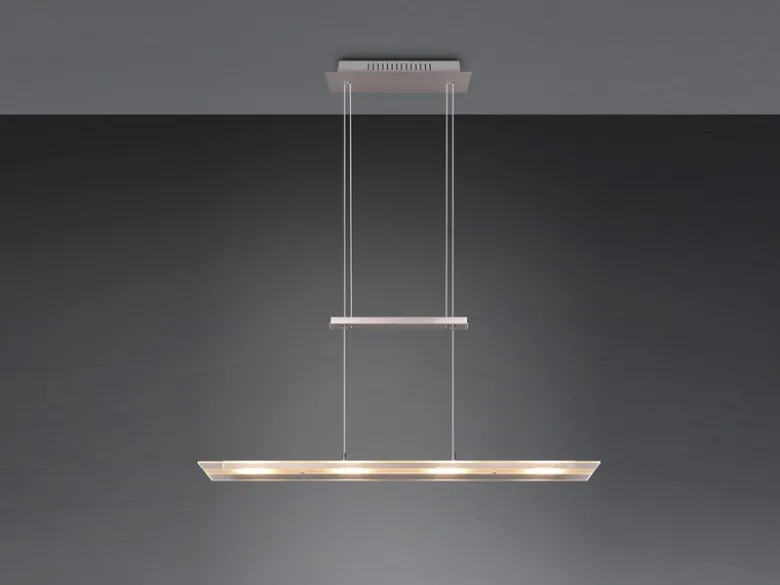 LED Pendelleuchte MILOS Silber aus Glas höhenverstellbar bis 170cm, Breite 80cm