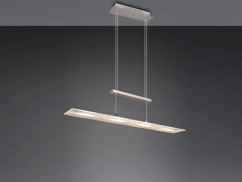 LED Pendelleuchte MILOS Silber aus Glas höhenverstellbar bis 170cm, Breite 80cm