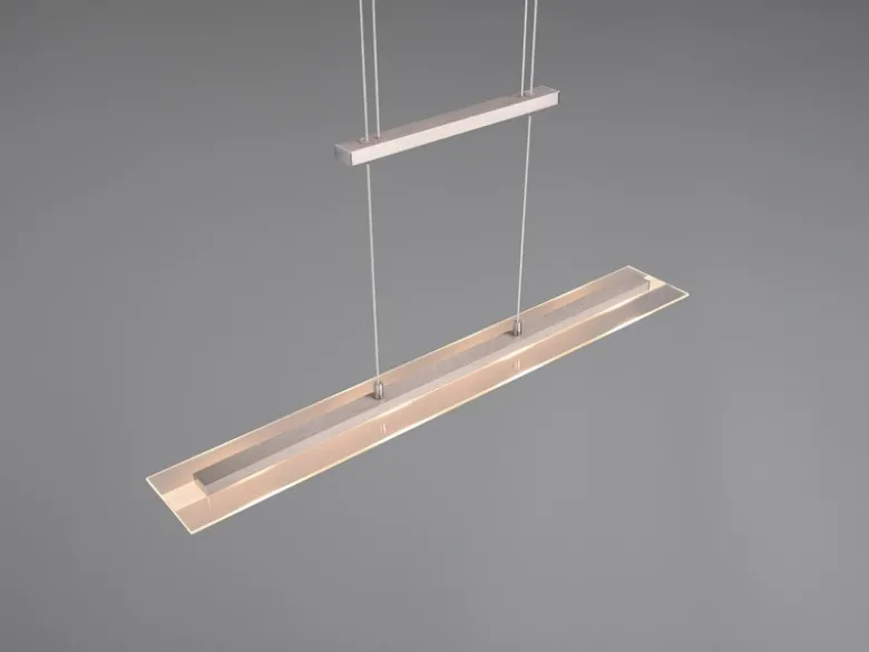LED Pendelleuchte MILOS Silber aus Glas höhenverstellbar bis 170cm, Breite 80cm