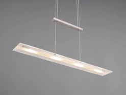 LED Pendelleuchte MILOS Silber aus Glas höhenverstellbar bis 170cm, Breite 80cm