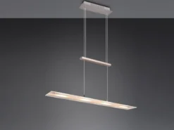 LED Pendelleuchte MILOS Silber aus Glas höhenverstellbar bis 170cm, Breite 80cm