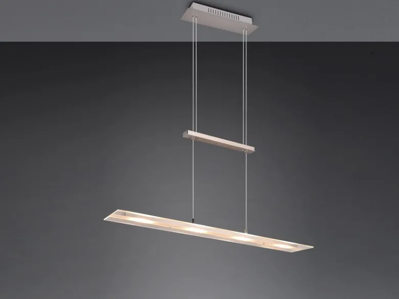 LED Pendelleuchte MILOS Silber aus Glas höhenverstellbar bis 170cm, Breite 80cm