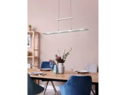 LED Pendelleuchte MILOS Silber aus Glas höhenverstellbar bis 170cm, Breite 80cm