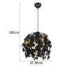 LED Pendelleuchte mit Blätter Lampenschirm Schwarz Gold, Ø 38cm