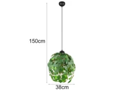 LED Pendelleuchte mit Blätter Lampenschirm in Grün, Ø 38cm