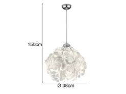 LED Pendelleuchte mit Blätter Lampenschirm in Weiß, Ø 38cm