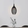 LED Pendelleuchte mit Drahtgeflecht Lampenschirm Oval Schwarz, Ø 26cm