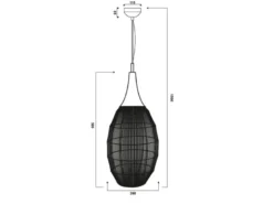 LED Pendelleuchte mit Drahtgeflecht Lampenschirm Oval Schwarz, Ø 26cm