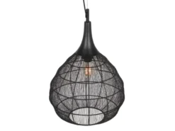 LED Pendelleuchte mit Drahtgeflecht Lampenschirm Schwarz, Ø 42cm