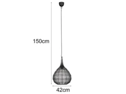 LED Pendelleuchte mit Drahtgeflecht Lampenschirm Schwarz, Ø 42cm