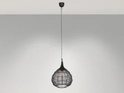 LED Pendelleuchte mit Drahtgeflecht Lampenschirm Schwarz, Ø 42cm