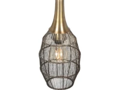 LED Pendelleuchte mit Drahtgeflecht Lampenschirm Oval Altmessing, Ø 26cm