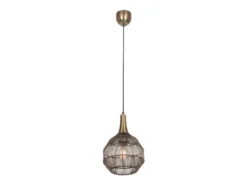 LED Pendelleuchte mit Drahtgeflecht Lampenschirm Altmessing, Ø 26cm
