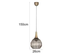 LED Pendelleuchte mit Drahtgeflecht Lampenschirm Altmessing, Ø 26cm