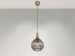 LED Pendelleuchte mit Drahtgeflecht Lampenschirm Altmessing, Ø 26cm