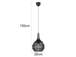 LED Pendelleuchte mit Drahtgeflecht Lampenschirm Schwarz, Ø 26cm