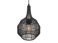 LED Pendelleuchte mit Drahtgeflecht Lampenschirm Schwarz, Ø 26cm