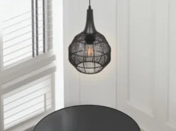 LED Pendelleuchte mit Drahtgeflecht Lampenschirm Schwarz, Ø 26cm