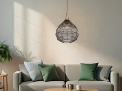 LED Pendelleuchte mit Drahtgeflecht Lampenschirm Altmessing, Ø 42cm