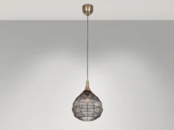 LED Pendelleuchte mit Drahtgeflecht Lampenschirm Altmessing, Ø 42cm