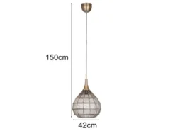 LED Pendelleuchte mit Drahtgeflecht Lampenschirm Altmessing, Ø 42cm