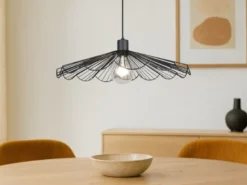 LED Pendelleuchte mit gefächertem Metall Gitterschirm Ø 50cm