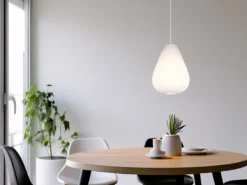 LED Pendelleuchte mit gemustertem Stoff Lampenschirm Weiß, Ø 35cm