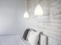LED Pendelleuchte mit gemustertem Stoff Lampenschirm Weiß, Ø 35cm