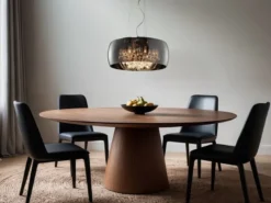LED Pendelleuchte mit Glas Chrom in Rauchglas Optik & Kristallbehang Ø 50cm