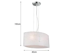 LED Pendelleuchte mit Glas Lampenschirm Weiß Oval, Breite 40cm