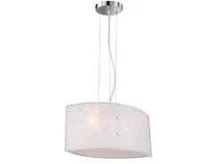 LED Pendelleuchte mit Glas Lampenschirm Weiß Oval, Breite 40cm