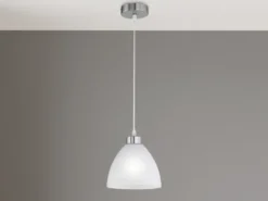 LED Pendelleuchte mit Glas Lampenschirm in Weiß, Ø 20cm