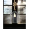 LED Pendelleuchte mit Glasschirm und Hanfseil Abhängung, Ø 24,5cm