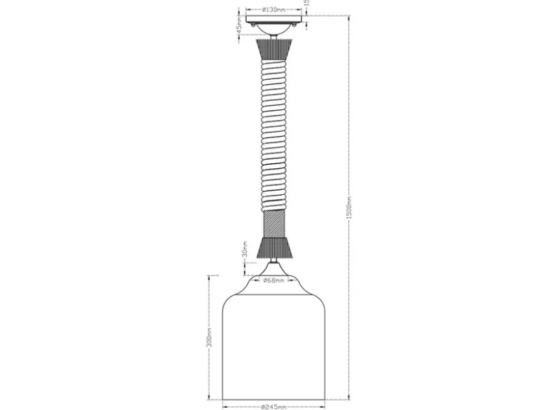 LED Pendelleuchte mit Glasschirm und Hanfseil Abhängung, Ø 24,5cm