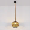 LED Pendelleuchte mit Hanfseil und Drahtkugel Schwarz, Ø 30cm