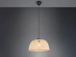 LED Pendelleuchte mit Korbgeflecht Lampenschirm aus Bambus, Ø 40cm