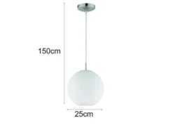 LED Pendelleuchte mit Kugel aus weißem Opalglas, Ø 25cm