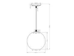 LED Pendelleuchte mit Kugel aus weißem Opalglas, Ø 25cm