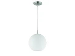 LED Pendelleuchte mit Kugel aus weißem Opalglas, Ø 25cm