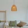 LED Pendelleuchte mit Lampenschirm aus geflochtenem Papiergarn, Ø 25cm