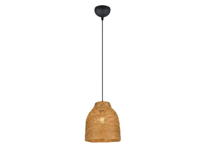 LED Pendelleuchte mit Lampenschirm aus geflochtenem Papiergarn, Ø 25cm