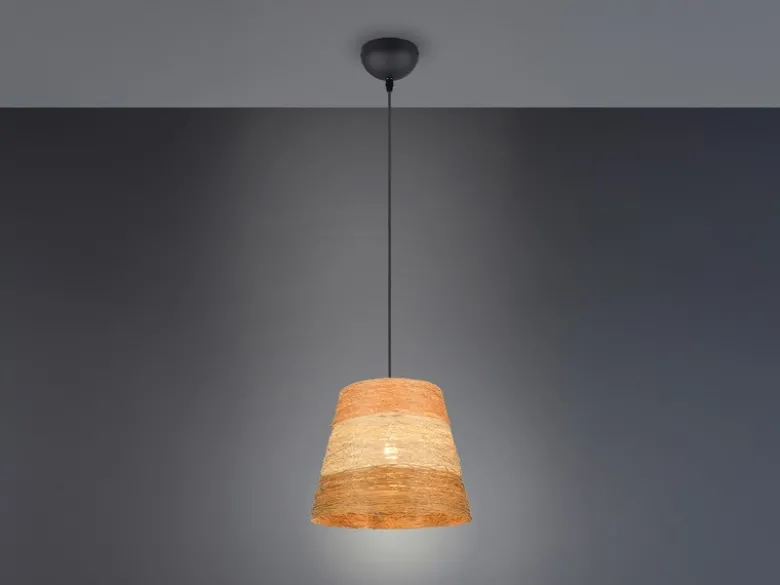 LED Pendelleuchte mit Lampenschirm aus mehrfarbigem Papiergarn, Ø 30cm