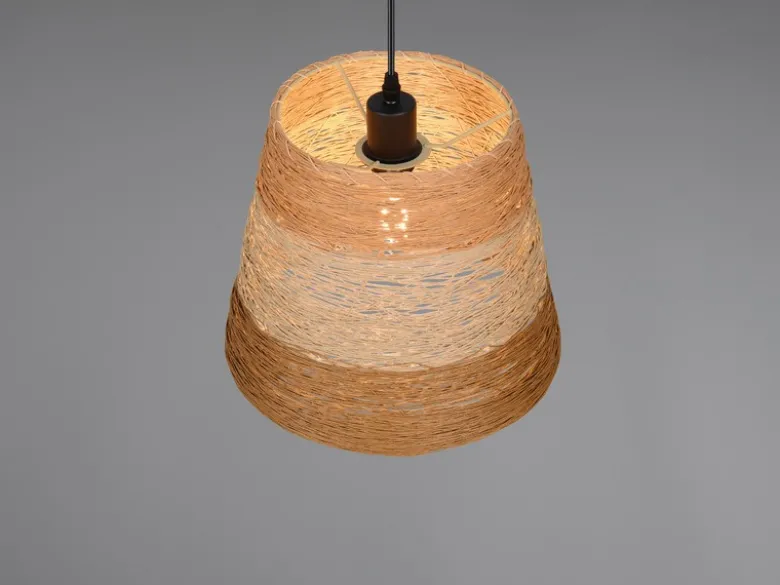 LED Pendelleuchte mit Lampenschirm aus mehrfarbigem Papiergarn, Ø 30cm