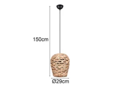 LED Pendelleuchte mit Lampenschirm geflochten aus Wasserhyazinthe, Ø 29cm