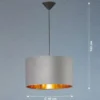 LED Pendelleuchte mit Lampenschirm Samt Grau - innen Gold, Ø 40cm