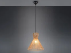 LED Pendelleuchte mit Lampenschirm aus braunem Papiergarn, Ø 35cm