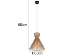 LED Pendelleuchte mit Lampenschirm aus braunem Papiergarn, Ø 35cm