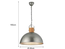 LED Pendelleuchte mit Metall Lampenschirm und Holzelement, Ø 45cm