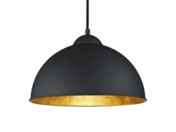 LED Pendelleuchte mit Metall Lampenschirm Schwarz innen Gold, Ø 31cm