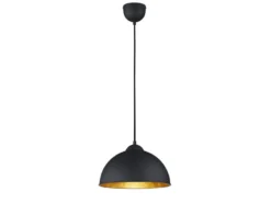 LED Pendelleuchte mit Metall Lampenschirm Schwarz innen Gold, Ø 31cm